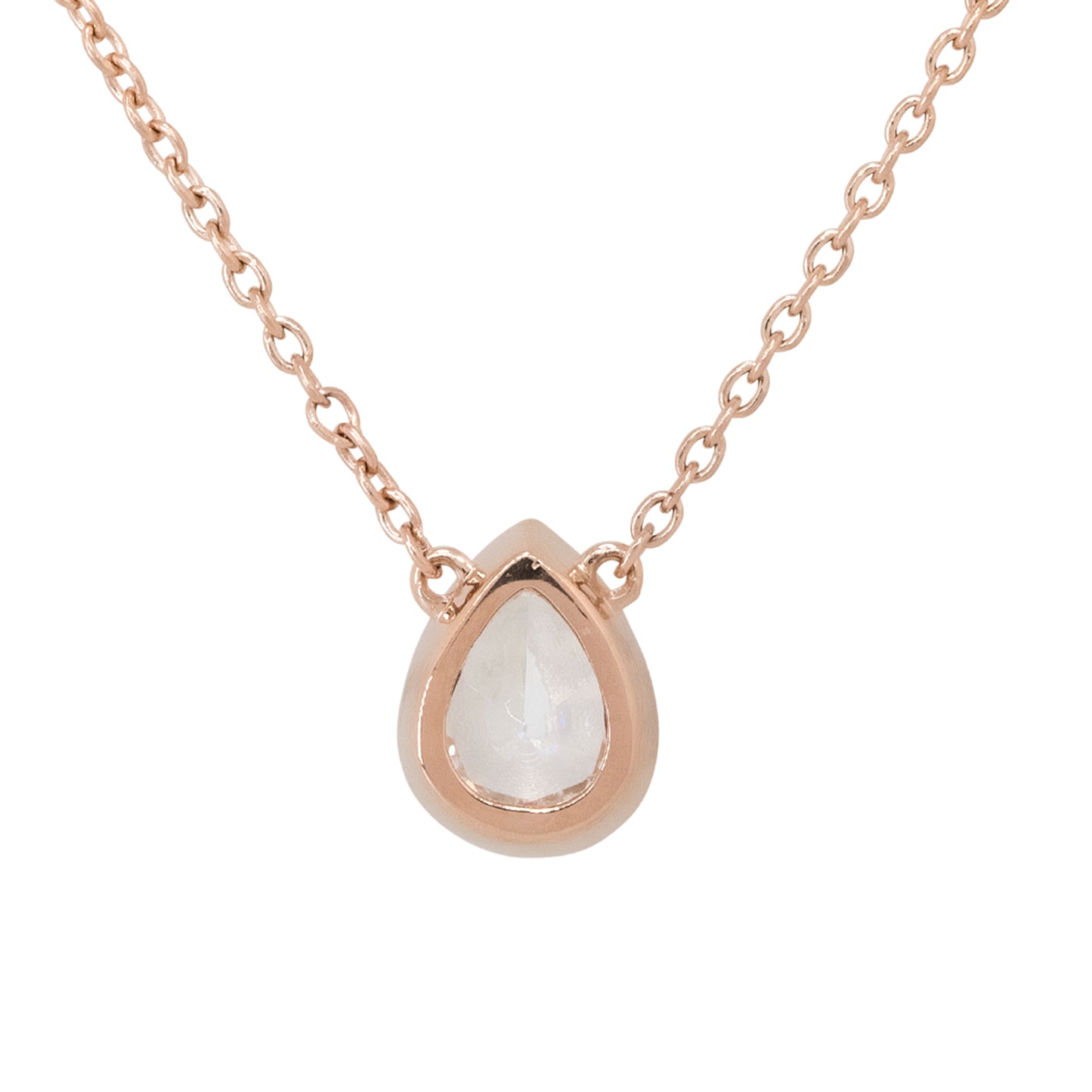 14k Rose Gold 0.95ctw Pear Shape Diamond Pendant Necklace