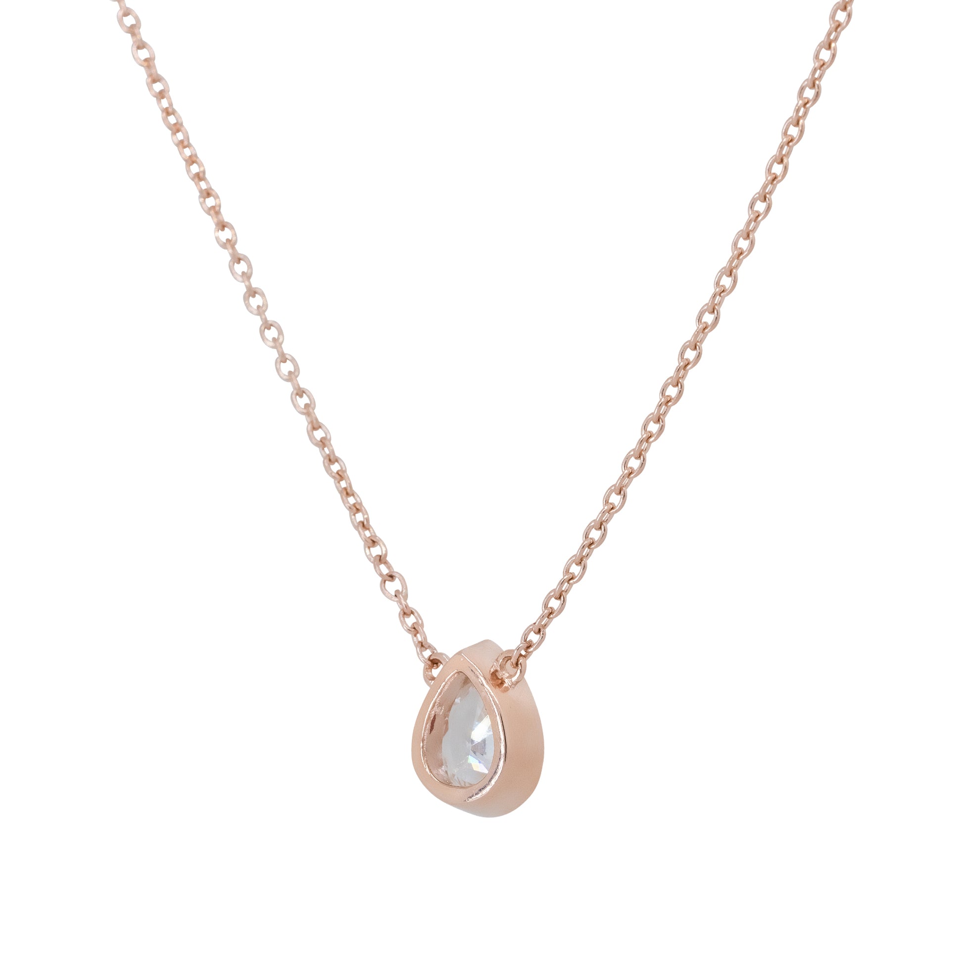 14k Rose Gold 0.95ctw Pear Shape Diamond Pendant Necklace
