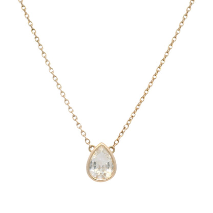 14k Rose Gold Natural Pear Shape Diamond Bezel Set Pendant Necklace