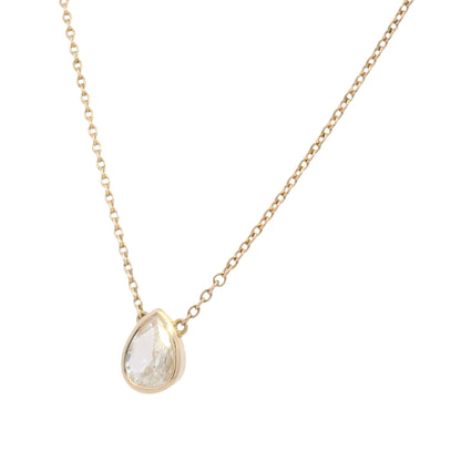 14k Rose Gold Natural Pear Shape Diamond Bezel Set Pendant Necklace