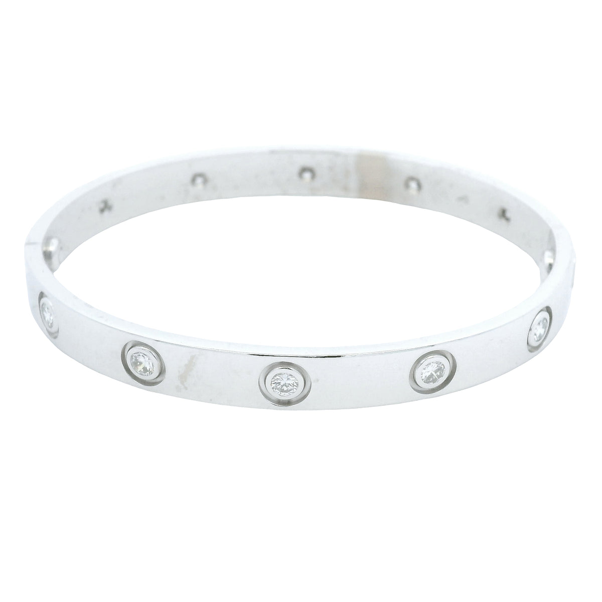 Cartier LOVE 18k White Gold Classic Model 10 Diamond Size 16 Bangle Bracelet — product photo 2