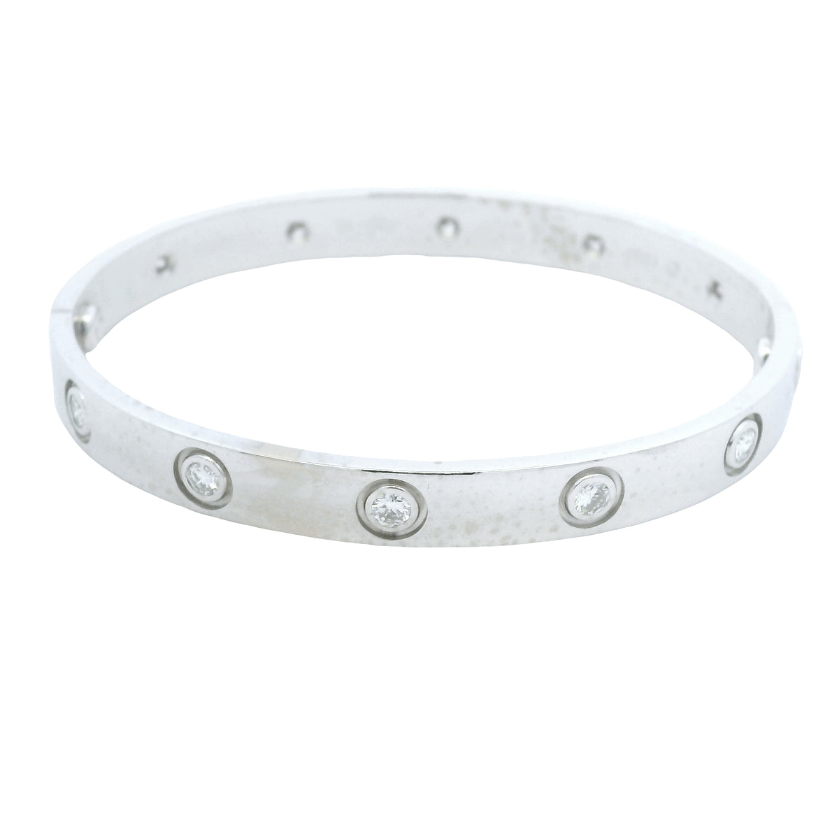 Cartier LOVE 18k White Gold Classic Model 10 Diamond Size 16 Bangle Bracelet — product photo 4