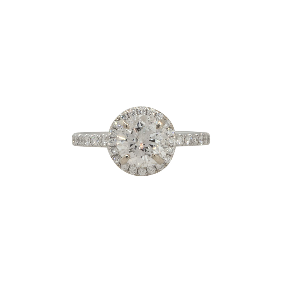 18k White Gold 2.56ctw Round Brilliant Diamond Halo Engagement Ring
