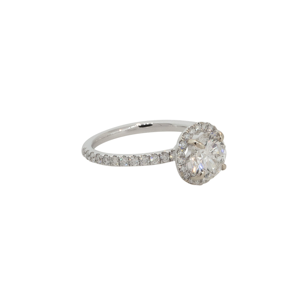 18k White Gold 2.56ctw Round Brilliant Diamond Halo Engagement Ring