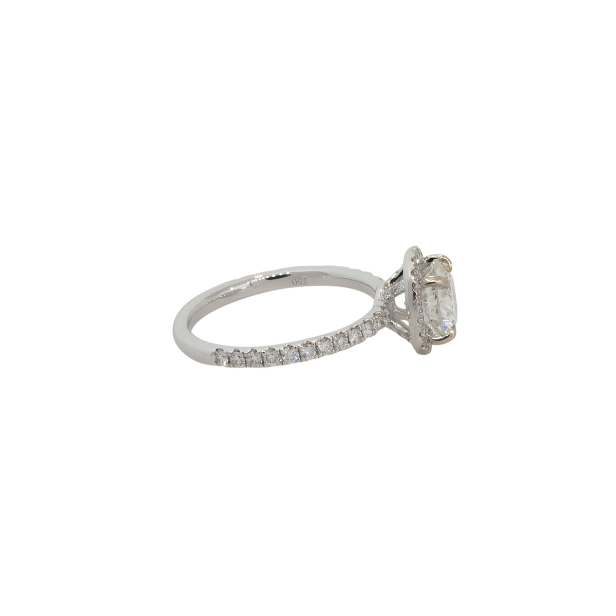18k White Gold 2.56ctw Round Brilliant Diamond Halo Engagement Ring