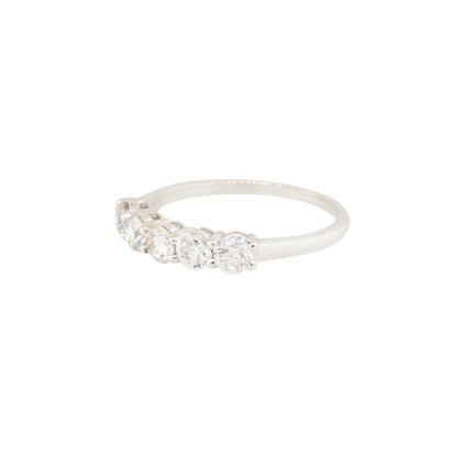 14k White Gold 1.05ctw Round Diamond Five Stone Wedding Band