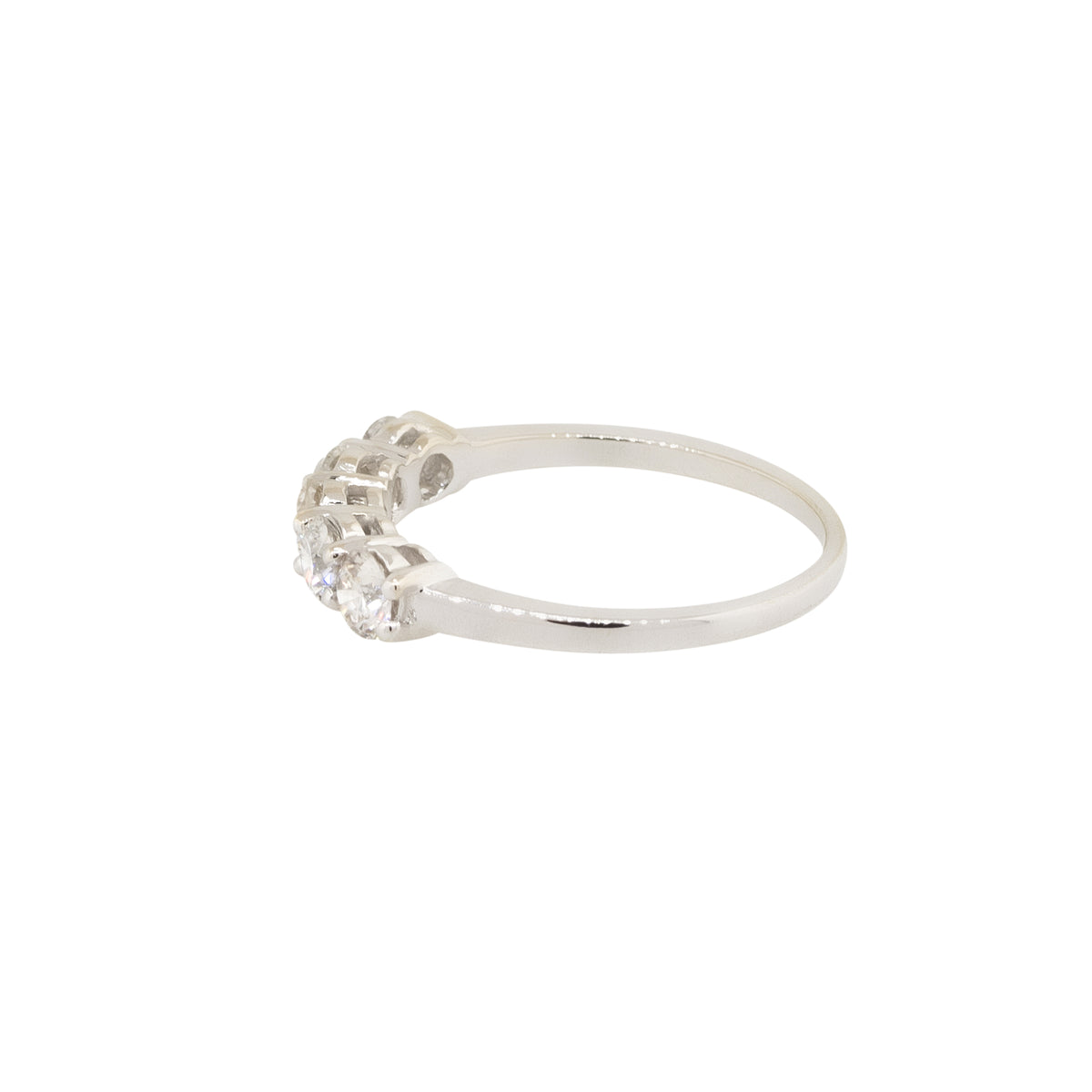 14k White Gold 1.05ctw Round Diamond Five Stone Wedding Band