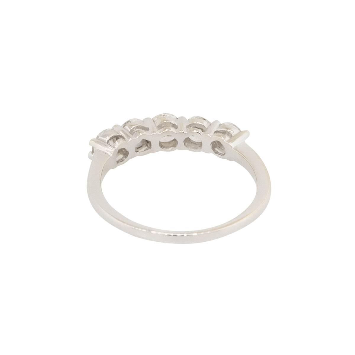 14k White Gold 1.05ctw Round Diamond Five Stone Wedding Band