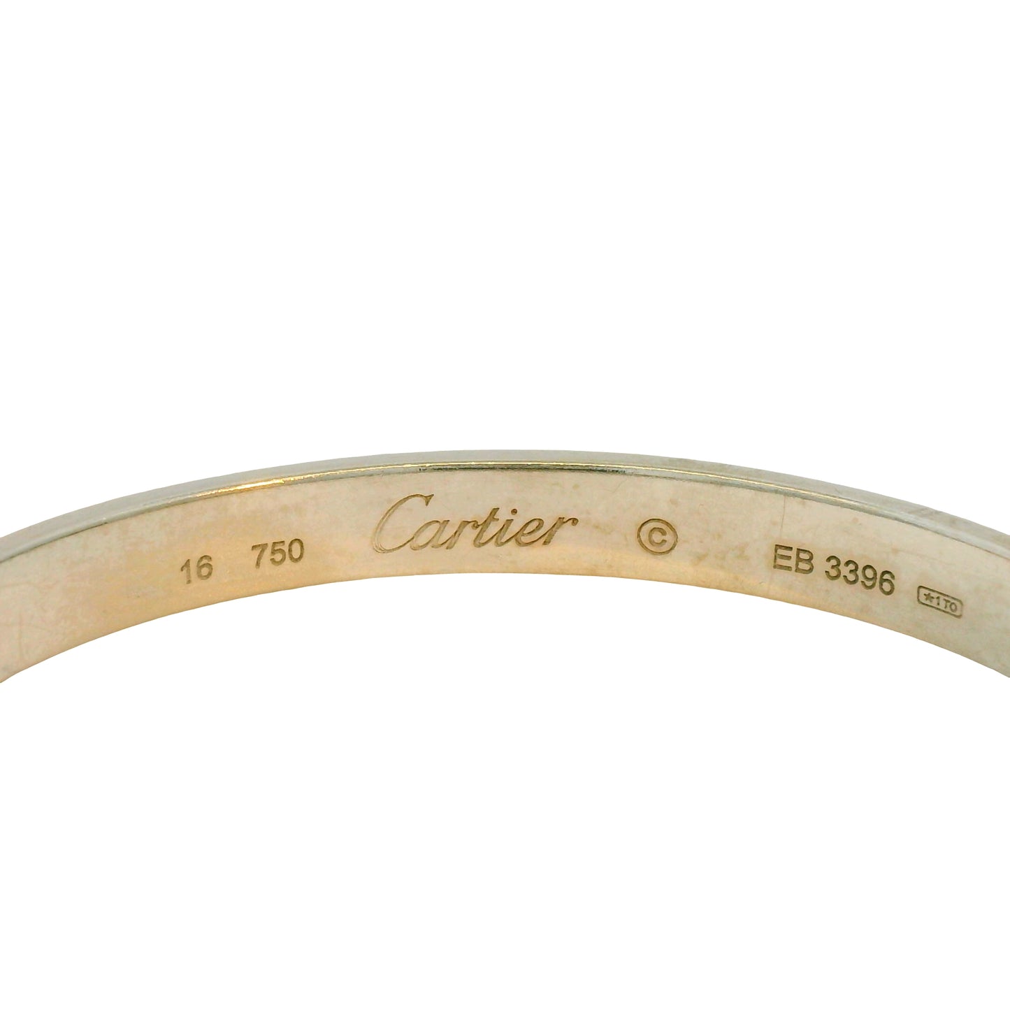 Cartier LOVE 18k White Gold Size 16 Bangle Bracelet
