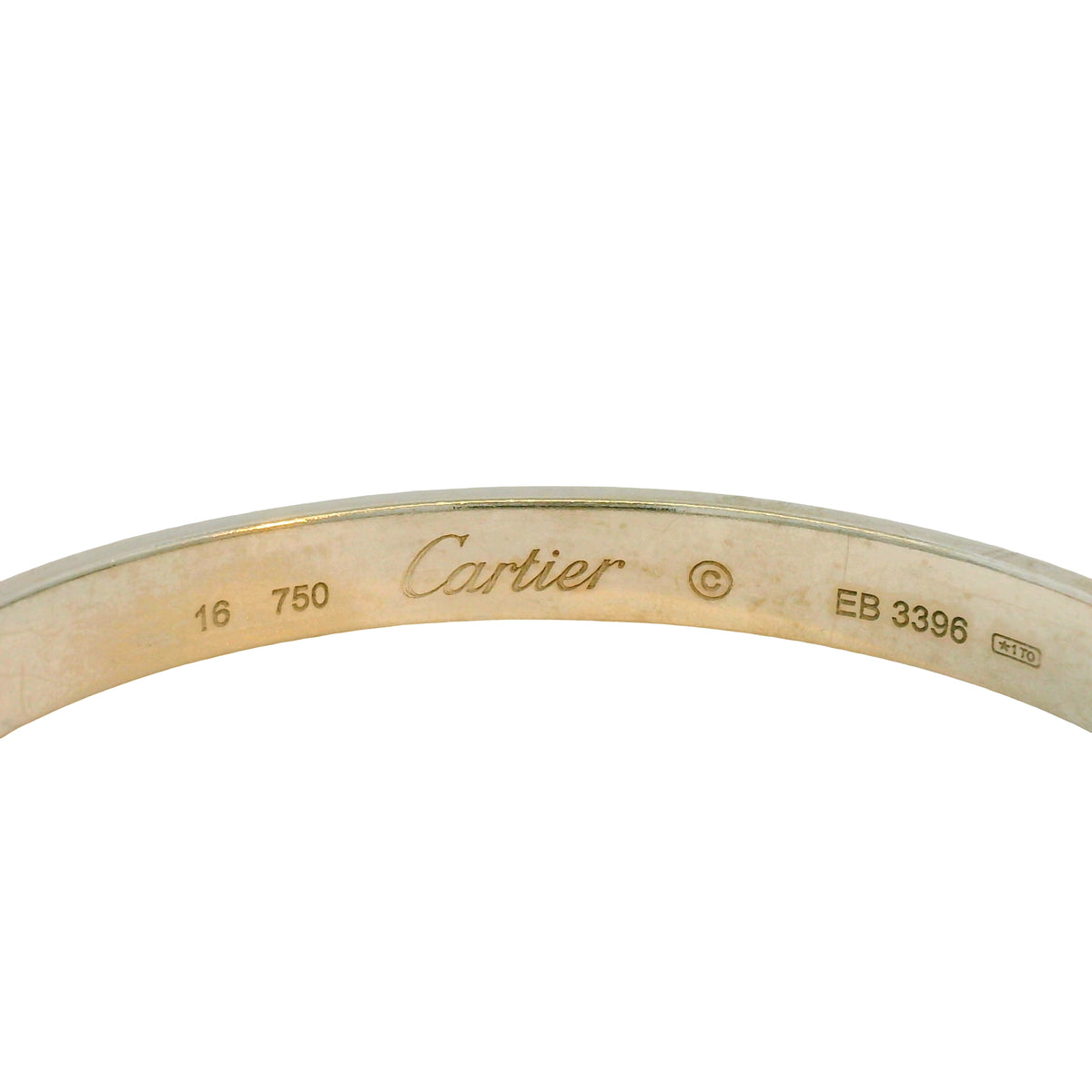 Cartier LOVE 18k White Gold Size 16 Bangle Bracelet — product photo 4