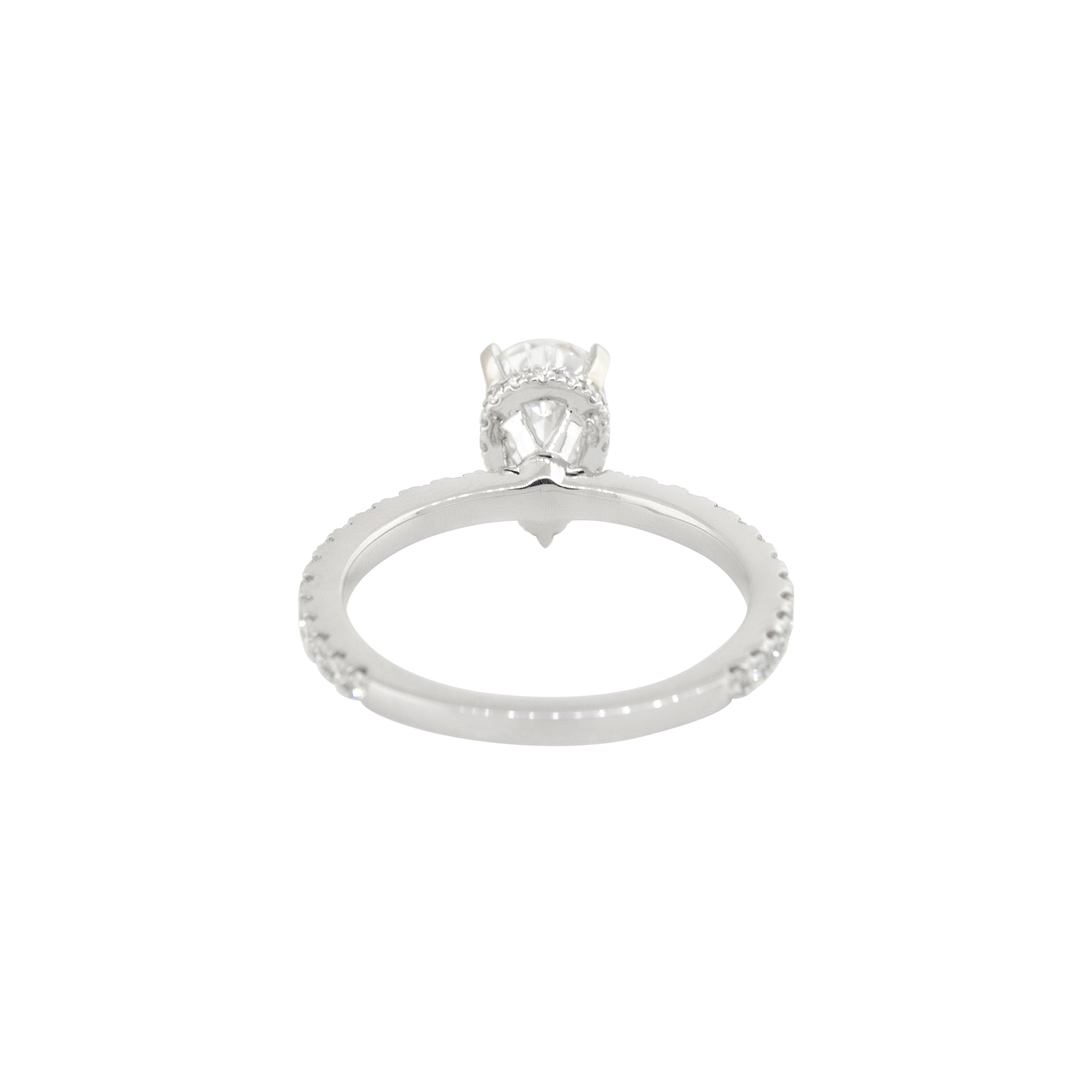GIA Certified 18k White Gold 1.43ctw Pear Shaped Diamond Halo Engagement Ring