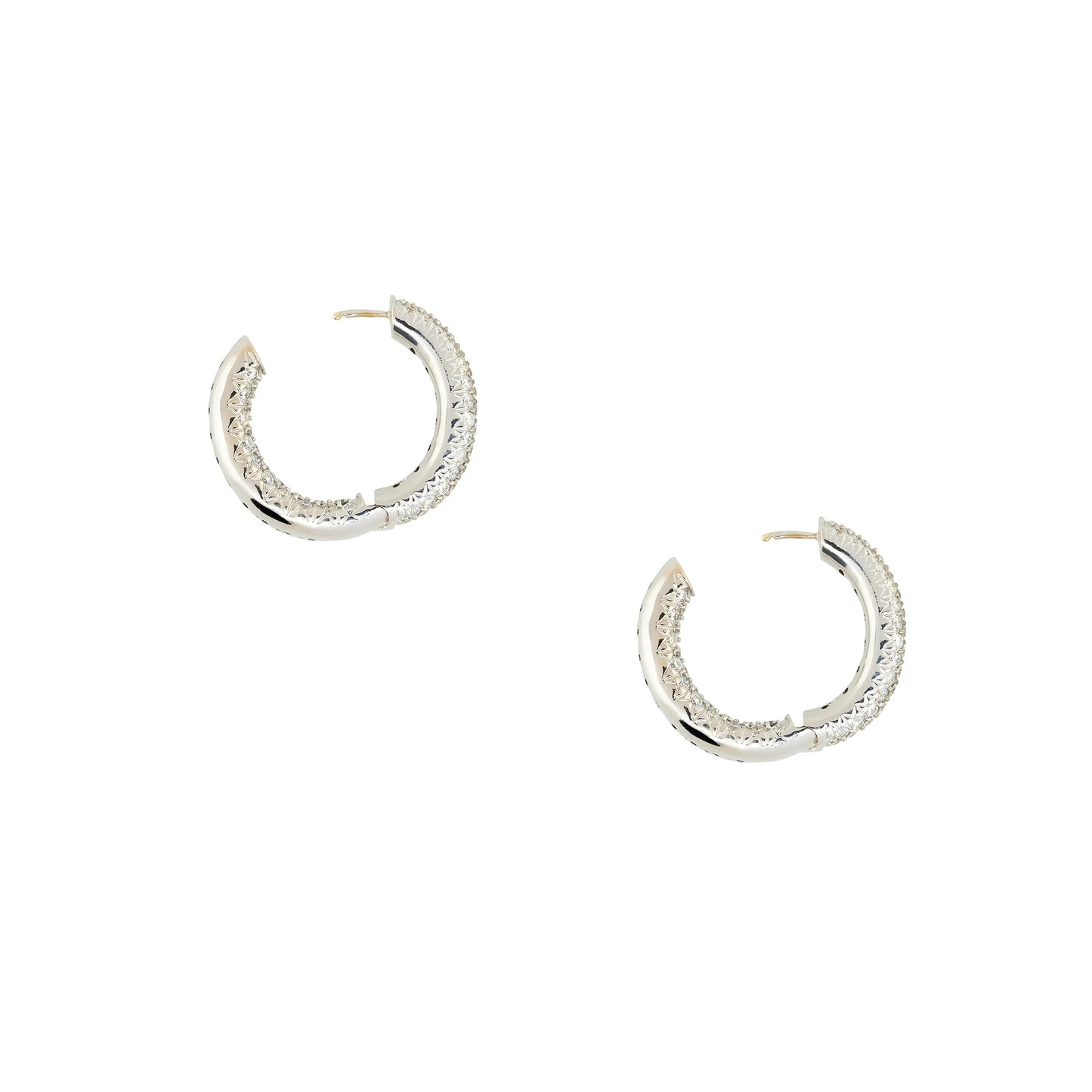 18k White Gold 4.25ctw Diamond Pave Tubular Hoop Earrings