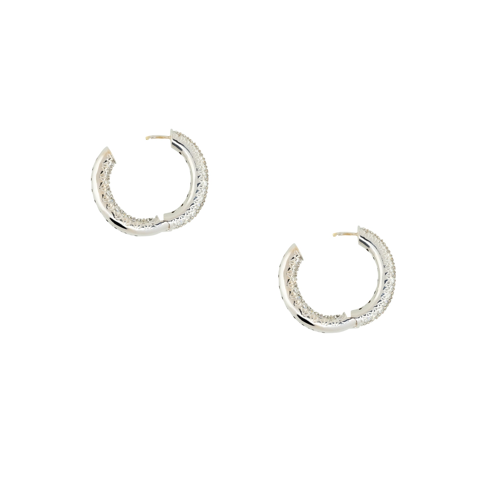 18k White Gold 4.25ctw Diamond Pave Tubular Hoop Earrings