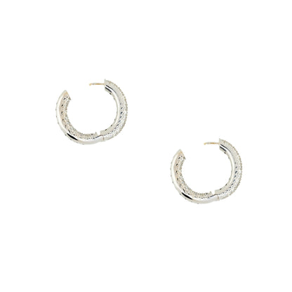 18k White Gold 4.25ctw Diamond Pave Tubular Hoop Earrings