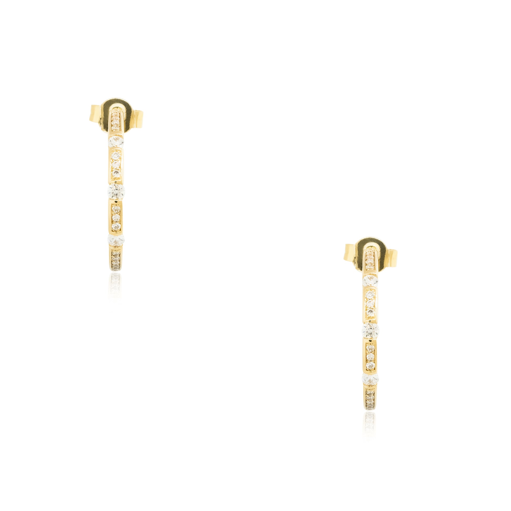 18k Yellow Gold 0.50ctw Diamond Station Hoop Earrings