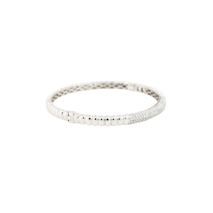 18k White Gold 1.30ctw Diamond Ribbed Bangle Bracelet