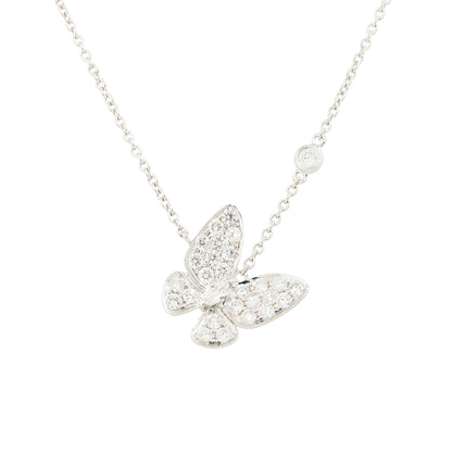 18k White Gold 0.81ctw Pave Diamond Butterfly Necklace