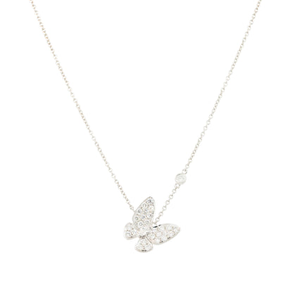 18k White Gold 0.81ctw Pave Diamond Butterfly Necklace