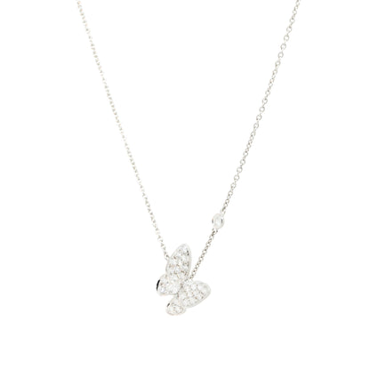 18k White Gold 0.81ctw Pave Diamond Butterfly Necklace