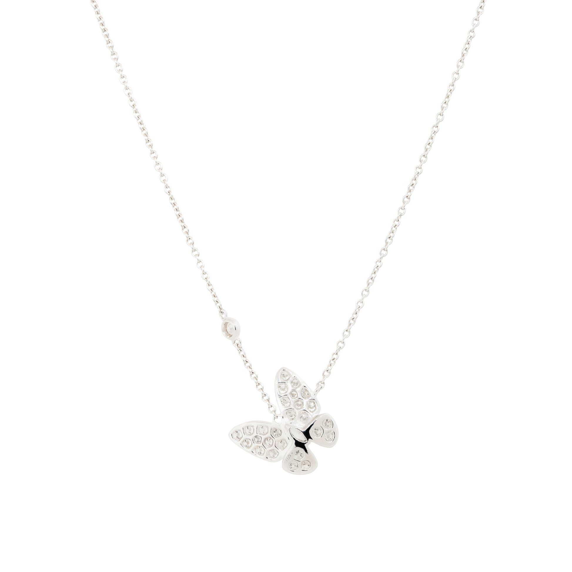 18k White Gold 0.81ctw Pave Diamond Butterfly Necklace