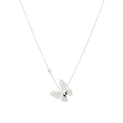 18k White Gold 0.81ctw Pave Diamond Butterfly Necklace