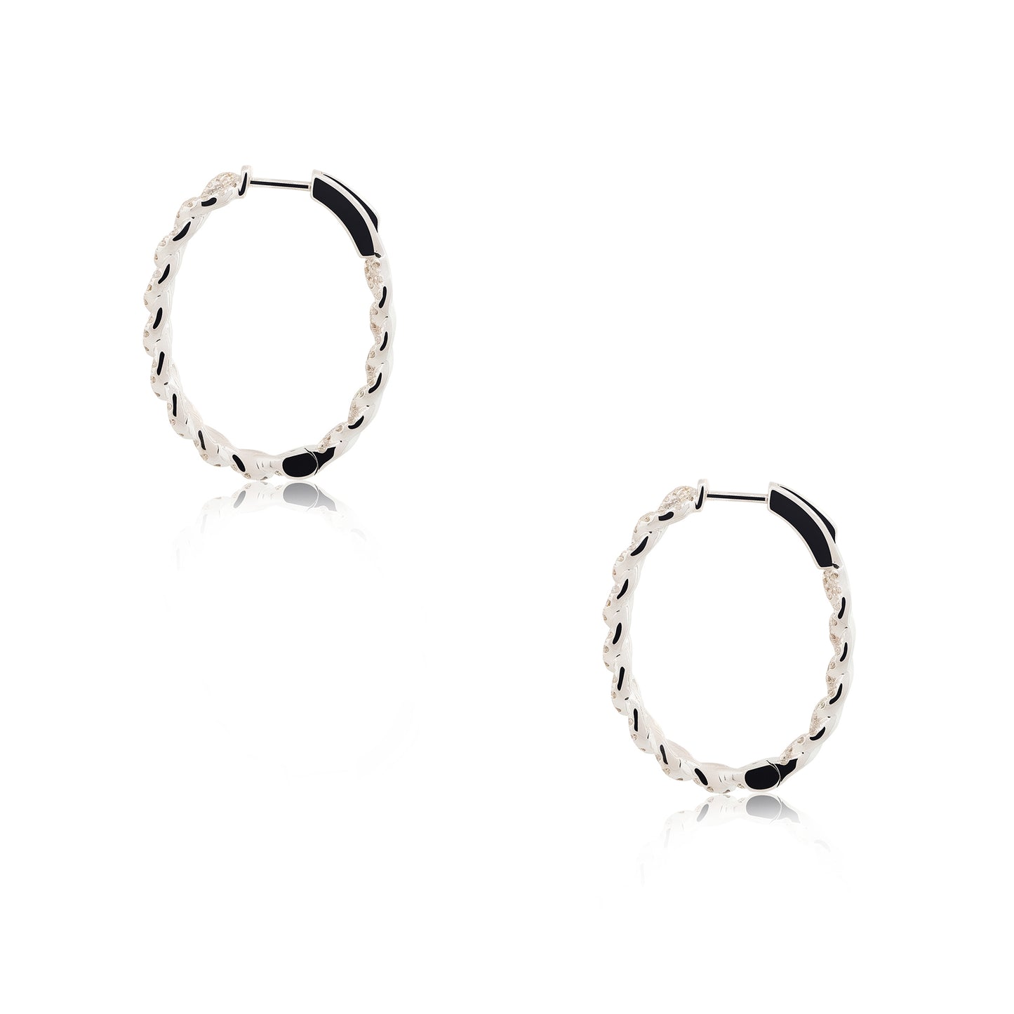 18k White Gold 2.00ctw Diamond Link Hoop Earrings