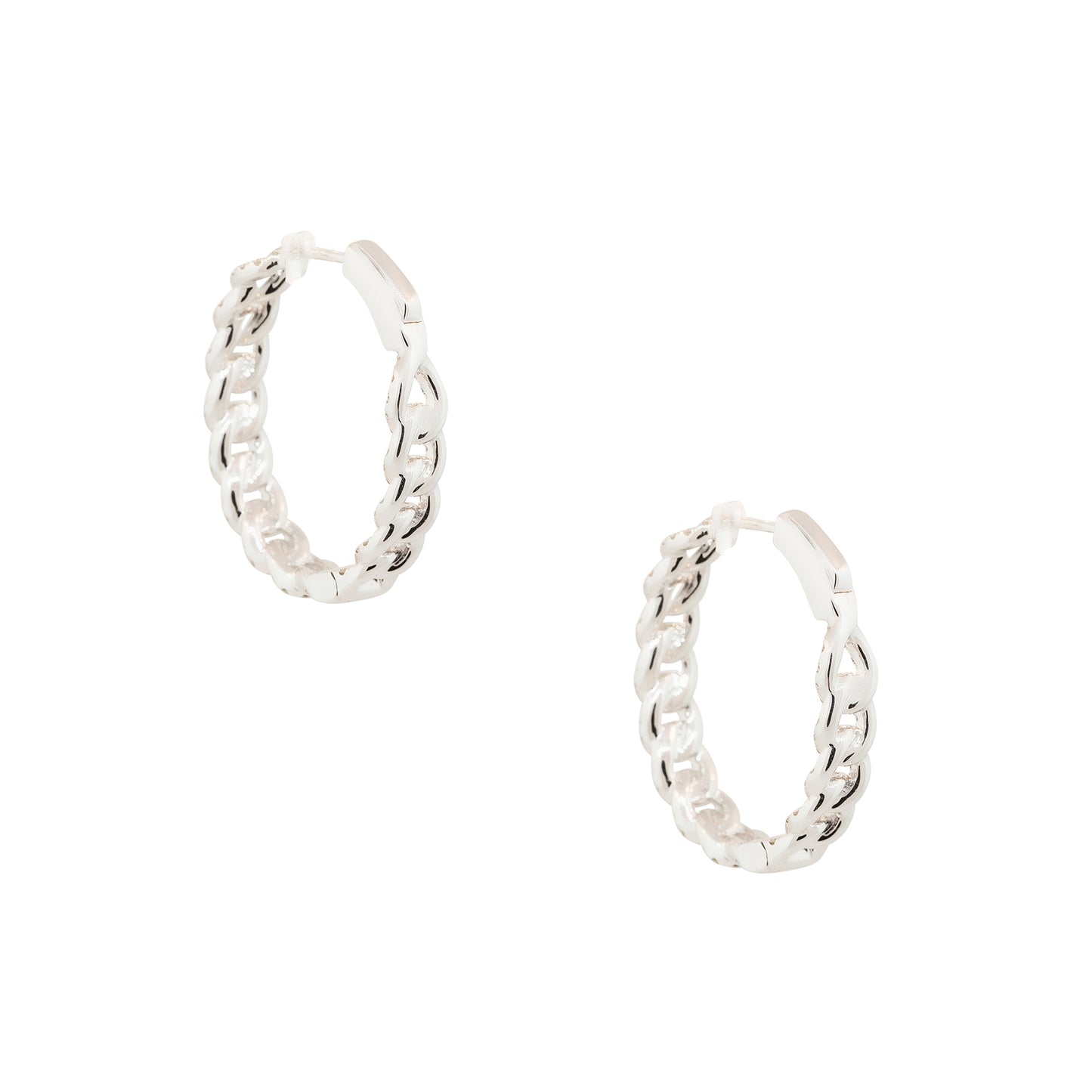 18k White Gold 2.00ctw Diamond Link Hoop Earrings
