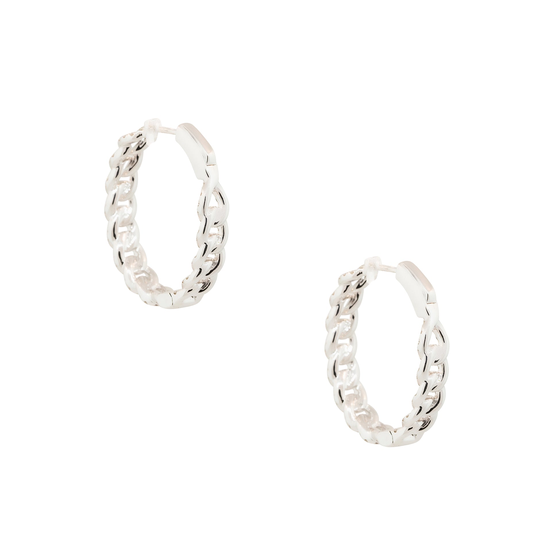 18k White Gold 2.00ctw Diamond Link Hoop Earrings