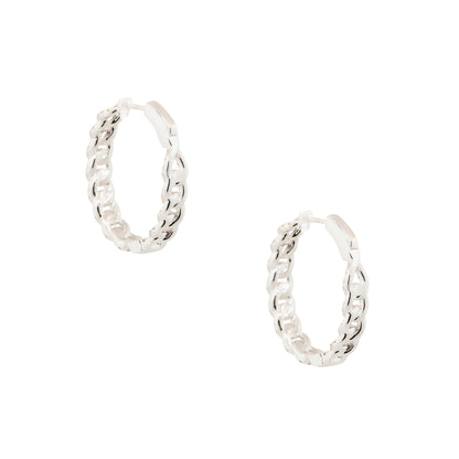 18k White Gold 2.00ctw Diamond Link Hoop Earrings