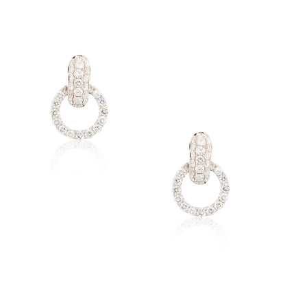 18k White Gold 1.93ctw Diamond Circle Drop Earrings