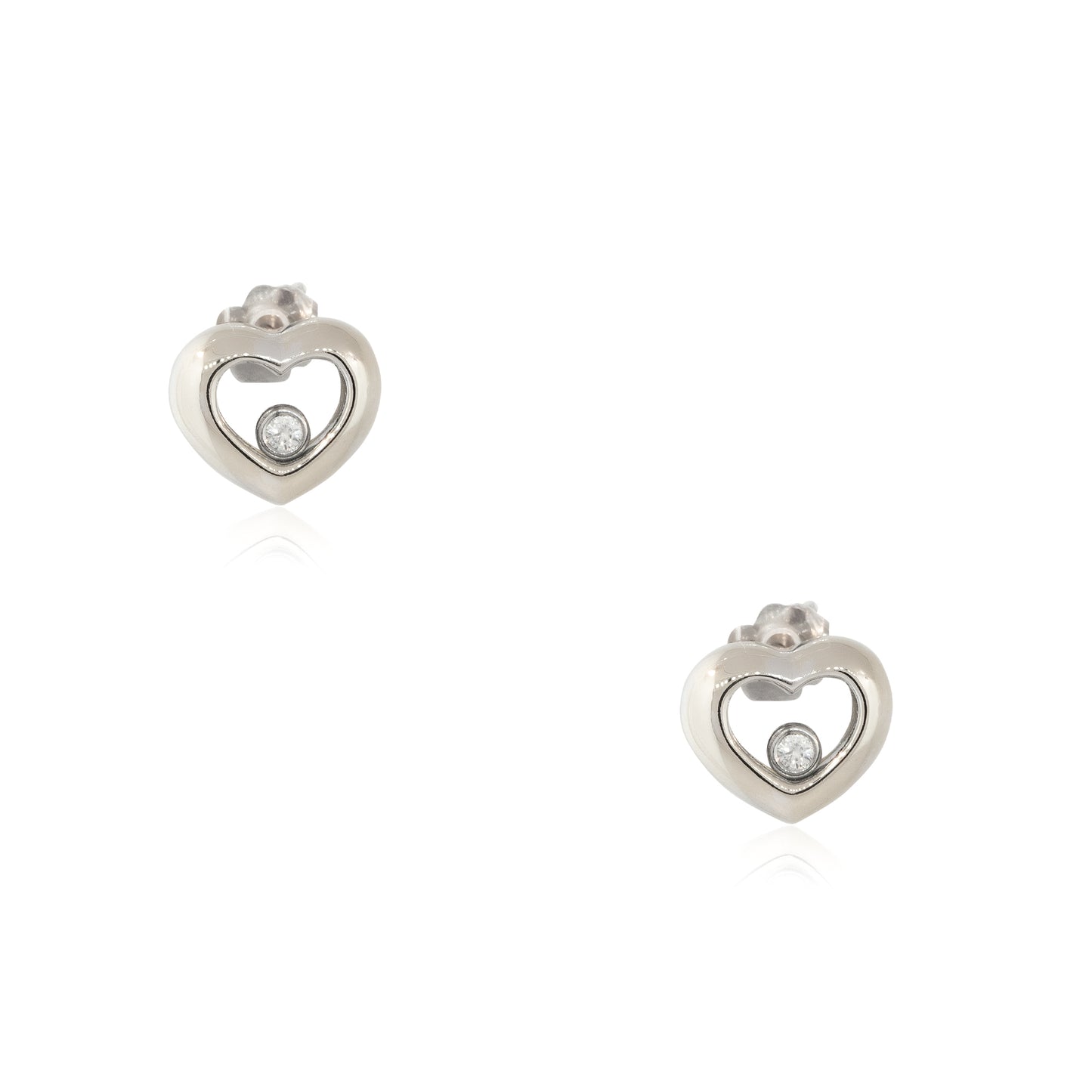 18k White Gold 0.05ctw Floating Diamond Heart Shaped Earrings