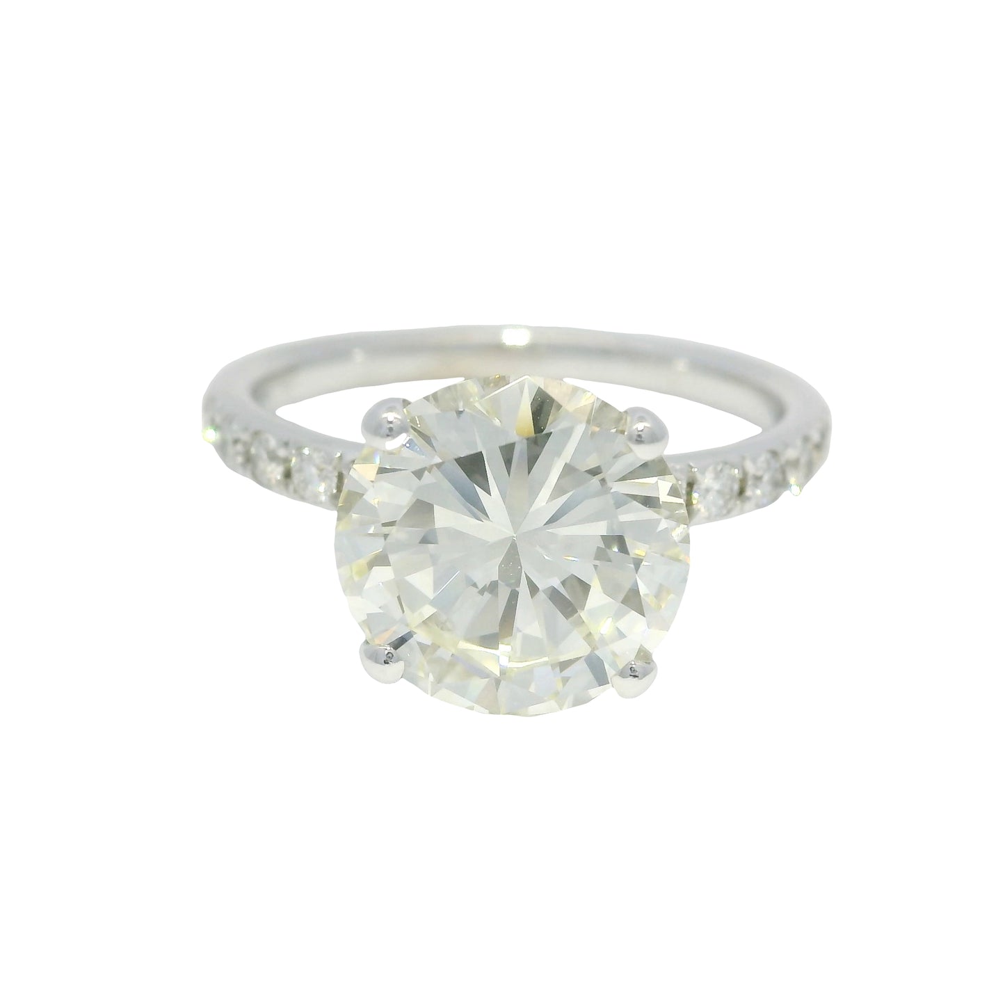 GIA 18k White Gold Natural 3.06 Carat Round Brilliant Diamond Engagement Ring