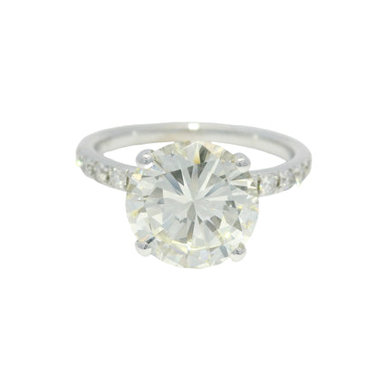 GIA 18k White Gold Natural 3.06 Carat Round Brilliant Diamond Engagement Ring