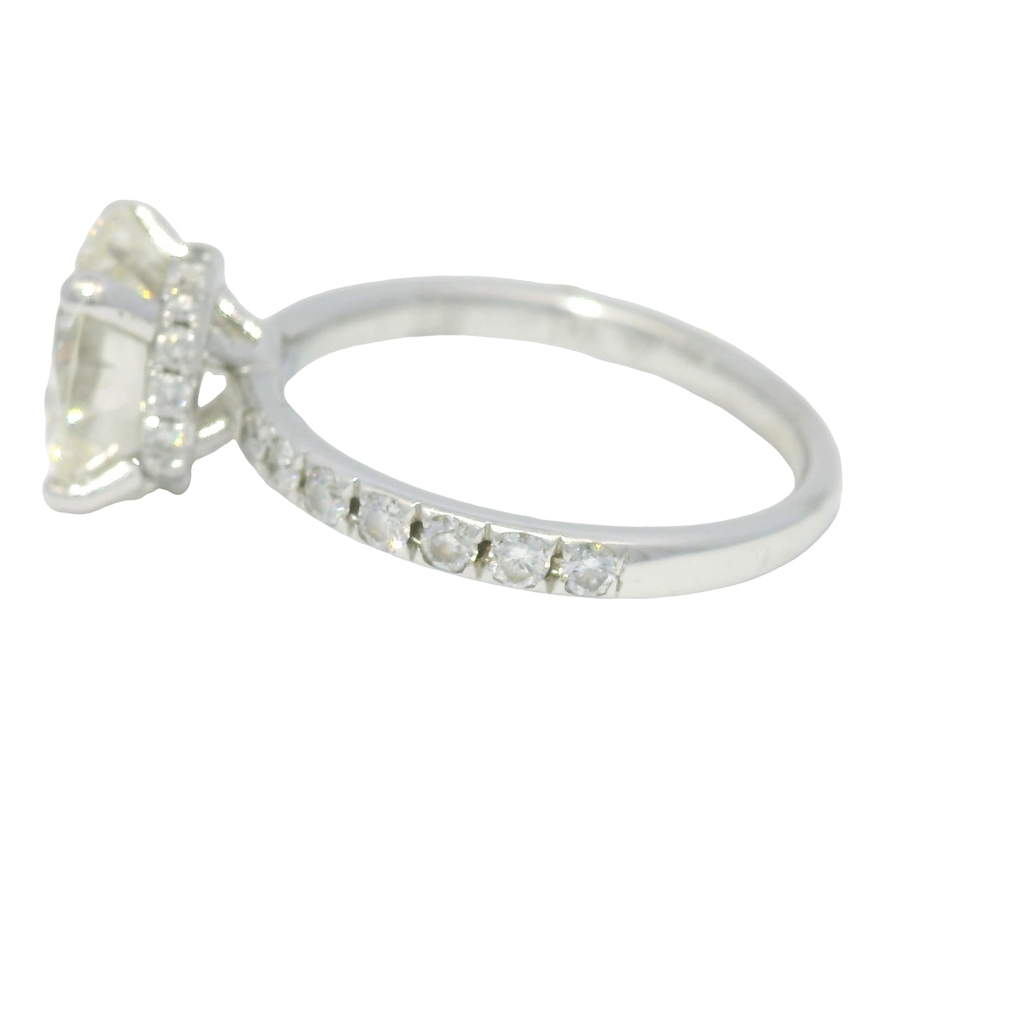 GIA 18k White Gold Natural 3.06 Carat Round Brilliant Diamond Engagement Ring