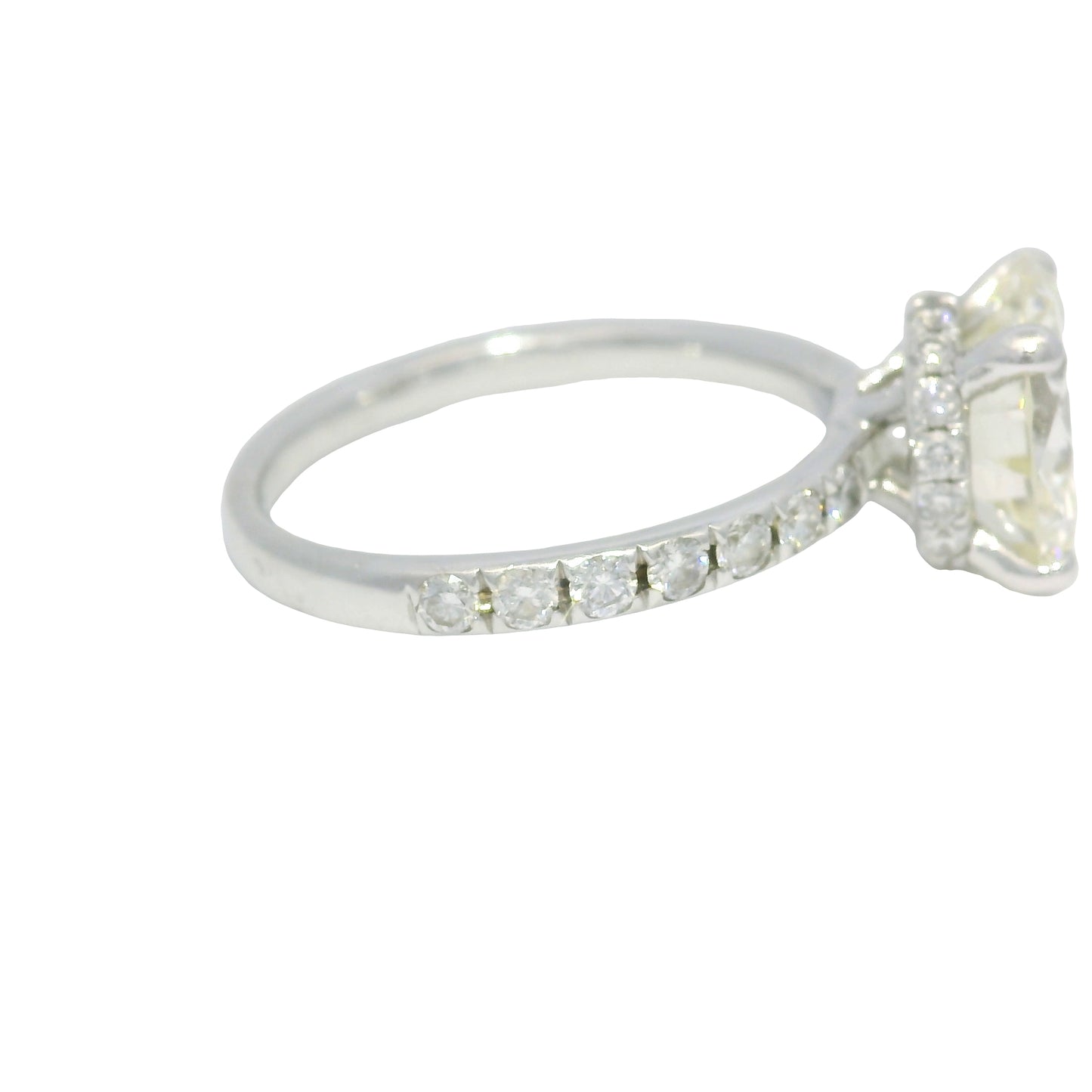 GIA 18k White Gold Natural 3.06 Carat Round Brilliant Diamond Engagement Ring