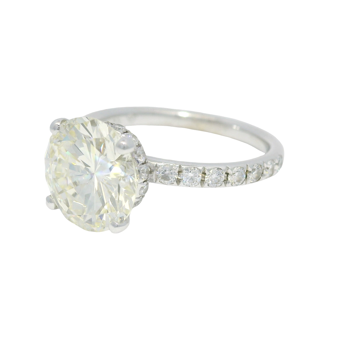 GIA 18k White Gold Natural 3.06 Carat Round Brilliant Diamond Engagement Ring — product photo 7