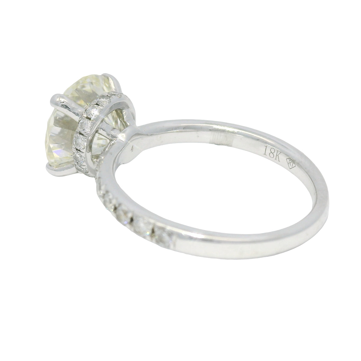 GIA 18k White Gold Natural 3.06 Carat Round Brilliant Diamond Engagement Ring — product photo 8