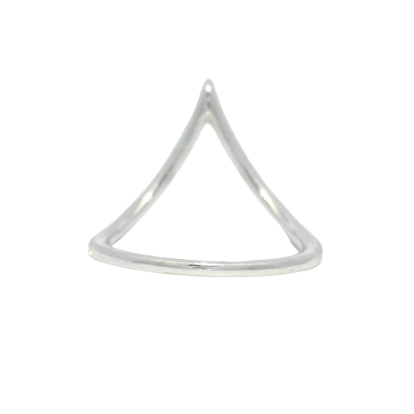 14k White Gold Natural Round Brilliant Cut Diamond Chevron Ring