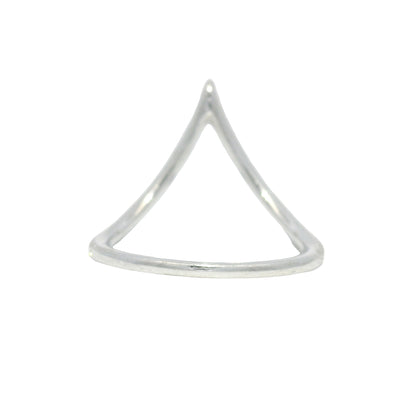 14k White Gold Natural Round Brilliant Cut Diamond Chevron Ring