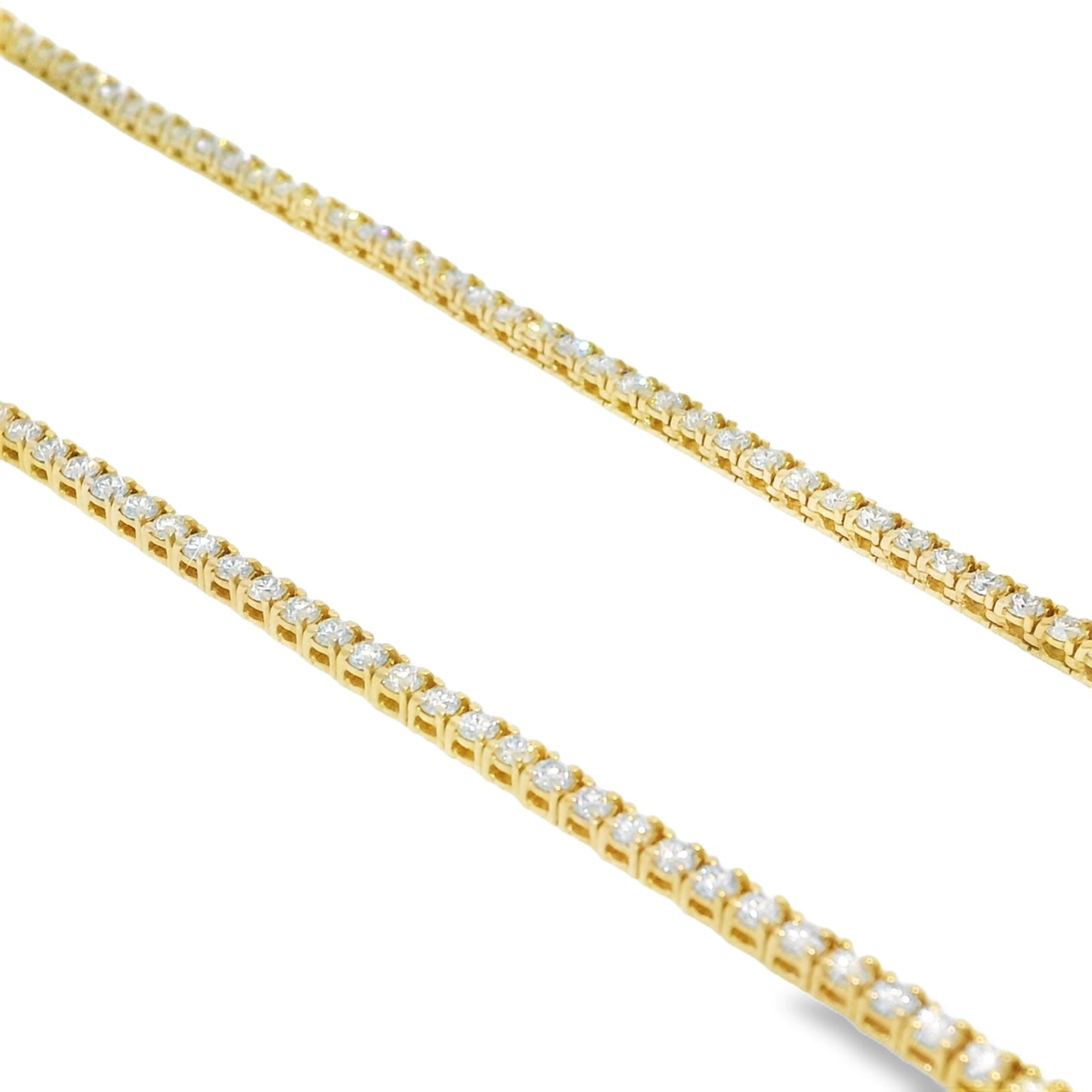 14k Yellow Gold Natural 6.5 Carat Diamond 4-Prong Tennis Necklace