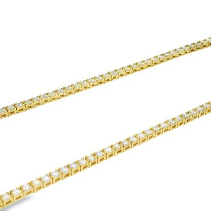 14k Yellow Gold Natural 6.5 Carat Diamond 4-Prong Tennis Necklace