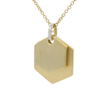 Gabriel & Co. 14K Yellow Gold Diamond Bail Hexagon Pendant Necklace