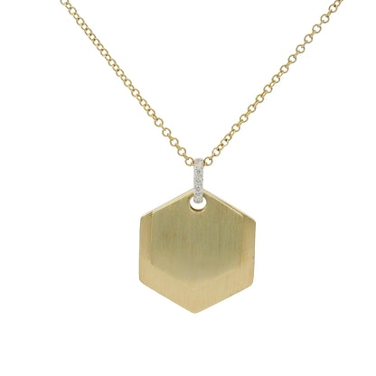 Gabriel & Co. 14K Yellow Gold Diamond Bail Hexagon Pendant Necklace