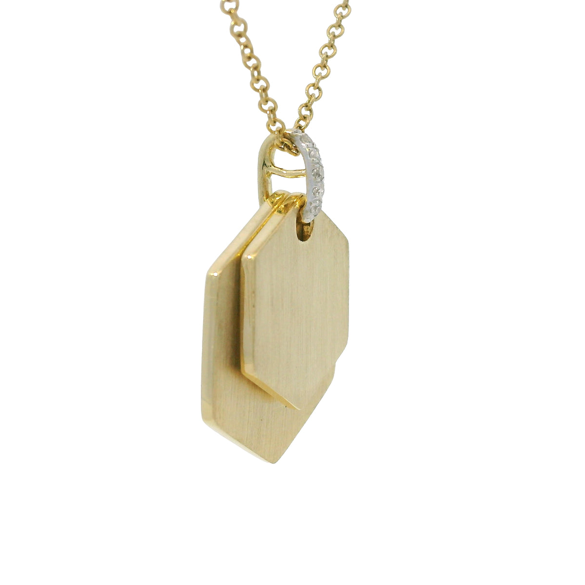 Gabriel & Co. 14K Yellow Gold Diamond Bail Hexagon Pendant Necklace