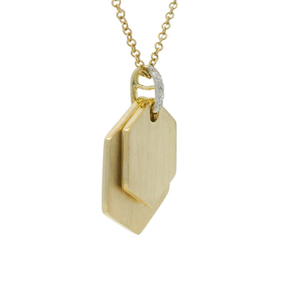 Gabriel & Co. 14K Yellow Gold Diamond Bail Hexagon Pendant Necklace
