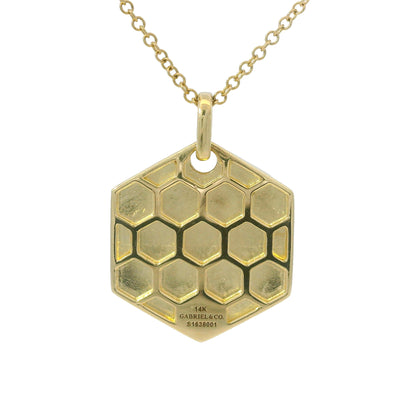 Gabriel & Co. 14K Yellow Gold Diamond Bail Hexagon Pendant Necklace