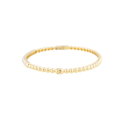 18k Yellow Gold Natural 1.06 Carat Pave Diamond Beaded Bump Bangle