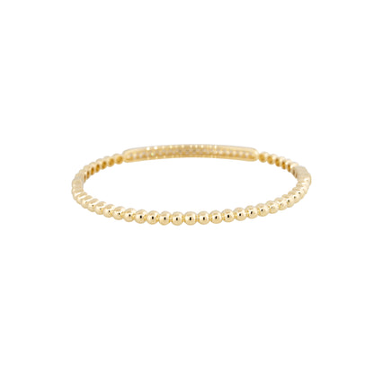 18k Yellow Gold Natural 1.06 Carat Pave Diamond Beaded Bump Bangle