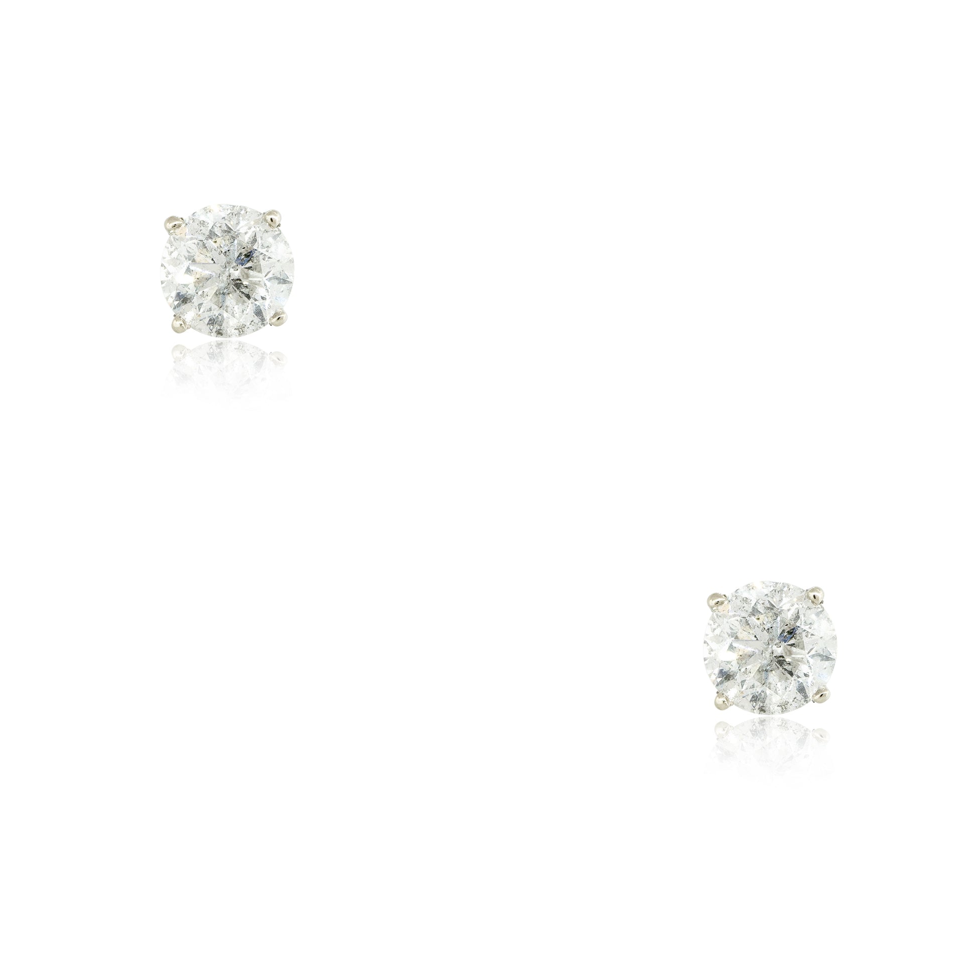 14k White Gold 2.35ctw Round Brilliant Diamond Stud Earrings