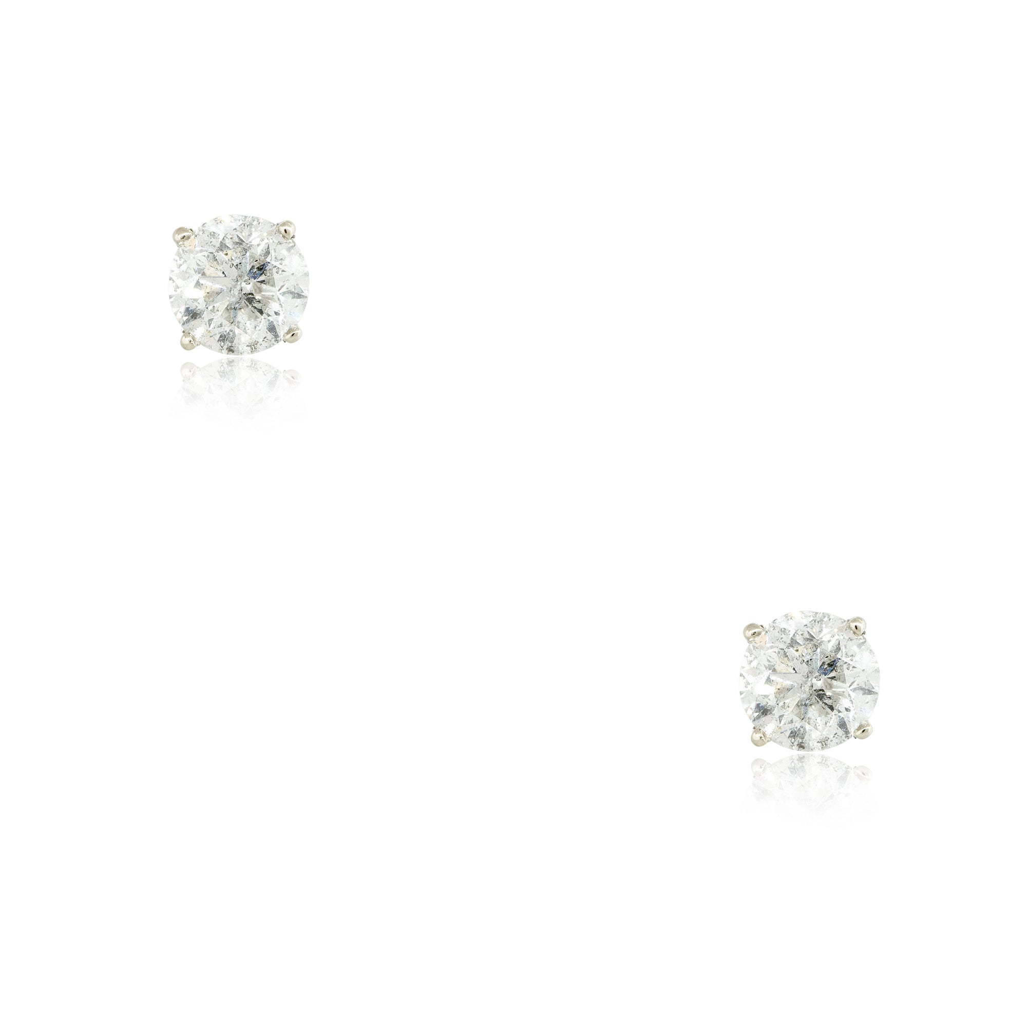 14k White Gold 2.35ctw Round Brilliant Diamond Stud Earrings